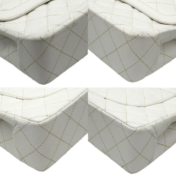 CHANEL CC Double W Flap Matelasse 25 Shoulder Bag Lambskin White Rare 240525T - Picture 2 of 3